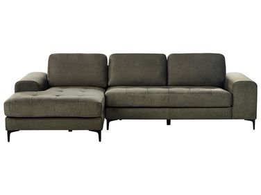 Ecksofa 4-Sitzer KIRUNA Samtstoff Dunkelgrün rechtsseitig