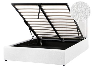 Ottoman Bed MONTLAUR Boucle White 140 x 200 cm (EU Double)
