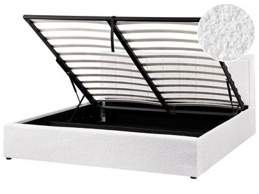 Ottoman Bed MONTLAUR Boucle White 180 x 200 cm (EU Super King)