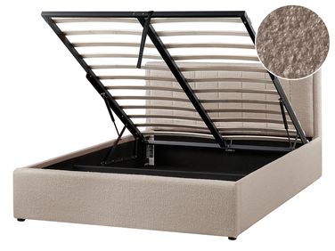 Ottoman Bed MONTLAUR Boucle Taupe 140 x 200 cm (EU Double)