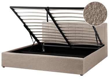 Ottoman Bed MONTLAUR Boucle Taupe 180 x 200 cm (EU Super King)