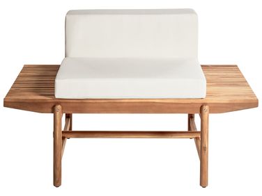 Garden Bench with Cushion GIAVENO 135 cm Acacia Wood Off-White