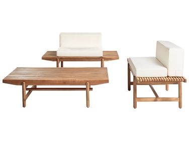 Lounge Set mit Tisch 2-Sitzer GIAVENO Cremeweiß Akazienholz