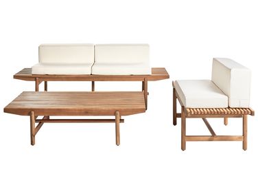 Garden Lounge Set with Table 3 Seater GIAVENO Off-White Acacia Wood