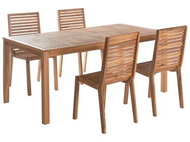 Garden Dining Set 4 Seater OMBRIANO Light Brown Certified Acacia Wood