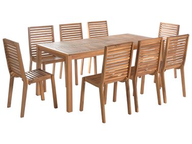 Gartenmöbel Set 8-Sitzer OMBRIANO Hellbraun zertifiziertes Akazienholz