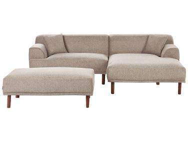 Ecksofa 3-Sitzer HOLT Stoff Taupe mit Ottomane linksseitig