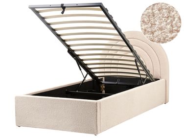 Kids Ottoman Bed ANET Boucle Beige 90 x 200 cm (EU Single)