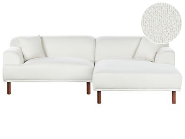 Ecksofa 3-Sitzer HOLT Bouclé Weiß linksseitig