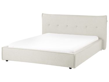 Bed Faux Linen LESTRE 160 x 200 cm (EU King Size) Off-White