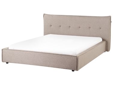 Bed Faux Linen LESTRE 160 x 200 cm (EU King Size) Taupe