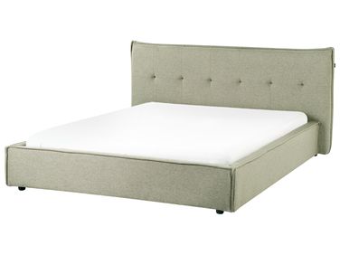 Bed Faux Linen LESTRE 160 x 200 cm (EU King Size) Green