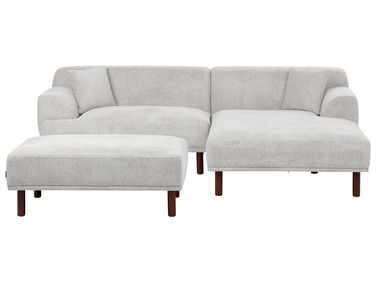 Ecksofa 3-Sitzer HOLT Stoff Hellgrau mit Ottomane linksseitig