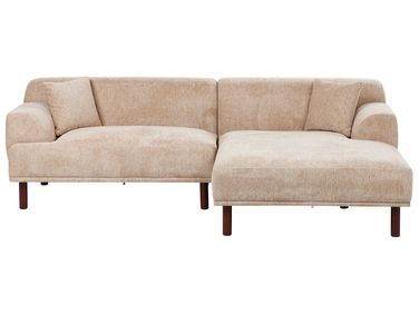 Ecksofa 3-Sitzer HOLT Stoff Beige linksseitig