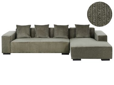 Ecksofa 4-Sitzer LUNGO Cord Grün linksseitig
