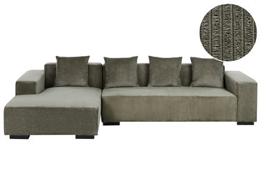 Ecksofa 4-Sitzer LUNGO Cord Grün rechtsseitig
