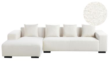 Ecksofa 4-Sitzer LUNGO Bouclé Weiß rechtsseitig