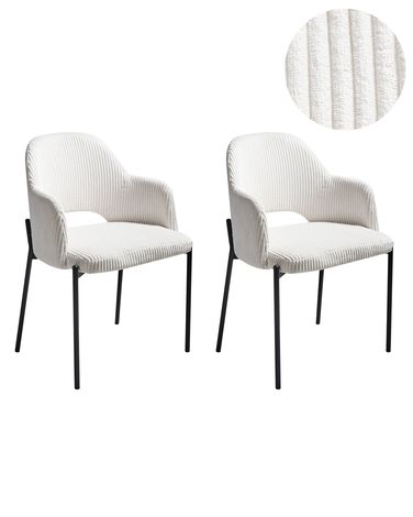 Esszimmerstuhl 2er Set RATON Cord Cremeweiß