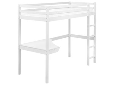 Hochbett mit Schreibtisch Kiefernholz LOURY 90 x 200 cm Weiß