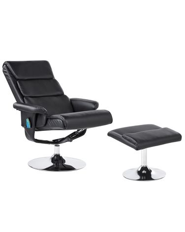 Massagestuhl LEGEND mit Fußstütze Kunstleder Schwarz