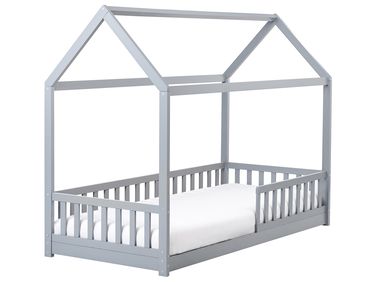 Kinderbett Haus Kiefernholz COSSAYE 90 x 200 cm Grau