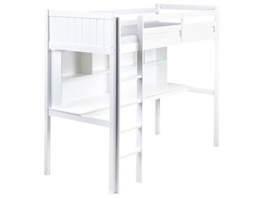 Hochbett mit Schreibtisch Kiefernholz FOUCAMONT 90 x 200 cm Weiß