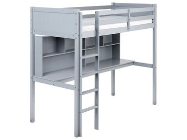 Hochbett mit Schreibtisch Kiefernholz FOUCAMONT 90 x 200 cm Grau