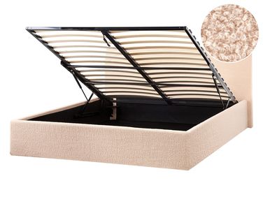 Bett mit Stauraum ORBEY Bouclé Beige 140 x 200 cm