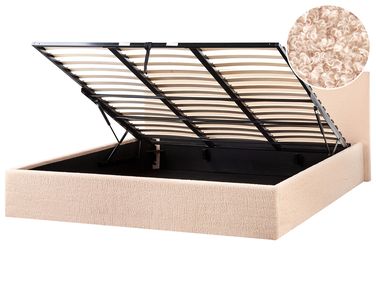 Bett mit Stauraum ORBEY Bouclé Beige 180 x 200 cm