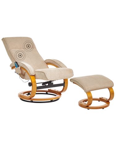 Massagestuhl HERO mit Fußstütze Stoff Beige