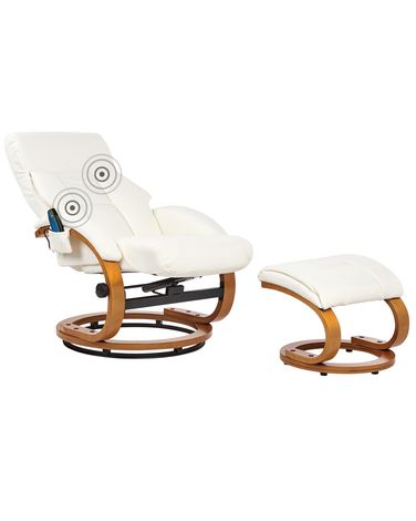 Massagestuhl FORCE mit Fußstütze Kunstleder Weiß