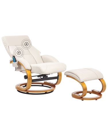 Massagestuhl FORCE mit Fußstütze Kunstleder Hellbeige