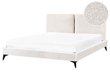 Bed Boucle MELLE 160 x 200 cm (EU King Size) Off-White