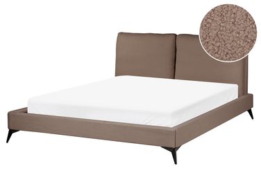 Bed Boucle MELLE 160 x 200 cm (EU King Size) Brown
