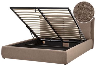 Ottoman Bed BAJONNA Boucle Brown 160 x 200 cm (EU King Size)