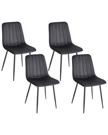 Esszimmerstuhl 4er Set KALISPELL Samtstoff Schwarz