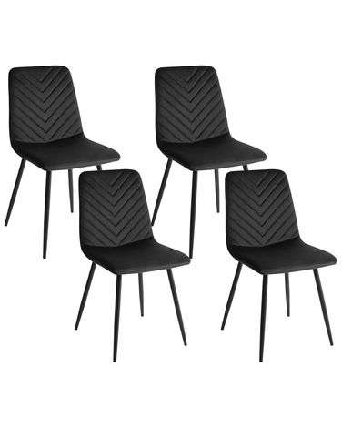 Esszimmerstuhl 4er Set HAVRE Samtstoff Schwarz