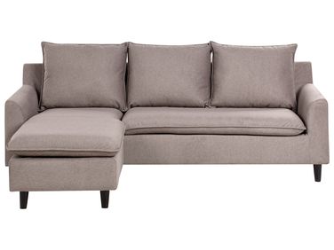 Ecksofa 3-Sitzer ELVENES Samtstoff Taupe rechtsseitig