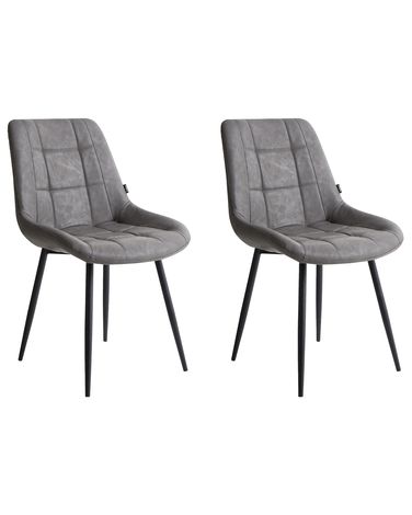 Esszimmerstuhl 2er Set MELROSE Kunstleder Grau