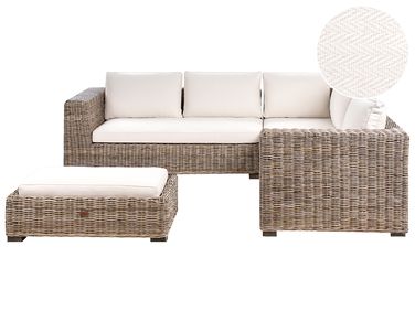 Garden Corner Sofa with Ottoman 5 Seater RINELLA Grey Rattan