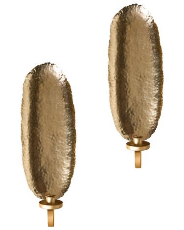 Wandkerzenhalter 2er Set FEIJO Metall 44 cm Gold