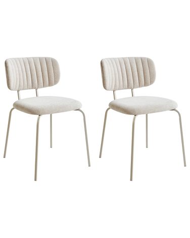 Esszimmerstuhl 2er Set IRINS Chenillegewebe Hellbeige