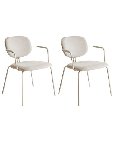 Esszimmerstuhl 2er Set CARILLE Chenillegewebe Hellbeige