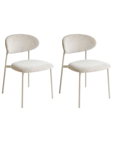 Esszimmerstuhl 2er Set COWLEY Chenillegewebe Hellbeige