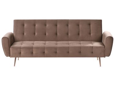 Schlafsofa 3-Sitzer SELNES Samtstoff Braun
