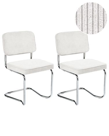 Esszimmerstuhl 2er Set IRWIN Cord Cremeweiß