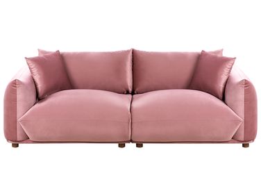 Sofa 3-Sitzer LUVOS Samtstoff Rosa