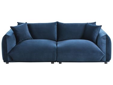Sofa 3-Sitzer LUVOS Samtstoff Dunkelblau