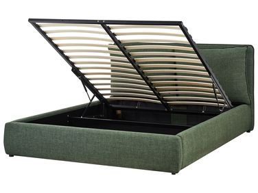 Ottoman Bed BAJONNA Fabric Dark Green 160 x 200 cm (EU King Size)