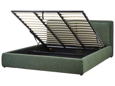 Ottoman Bed BAJONNA Fabric Dark Green 180 x 200 cm (EU Super King)